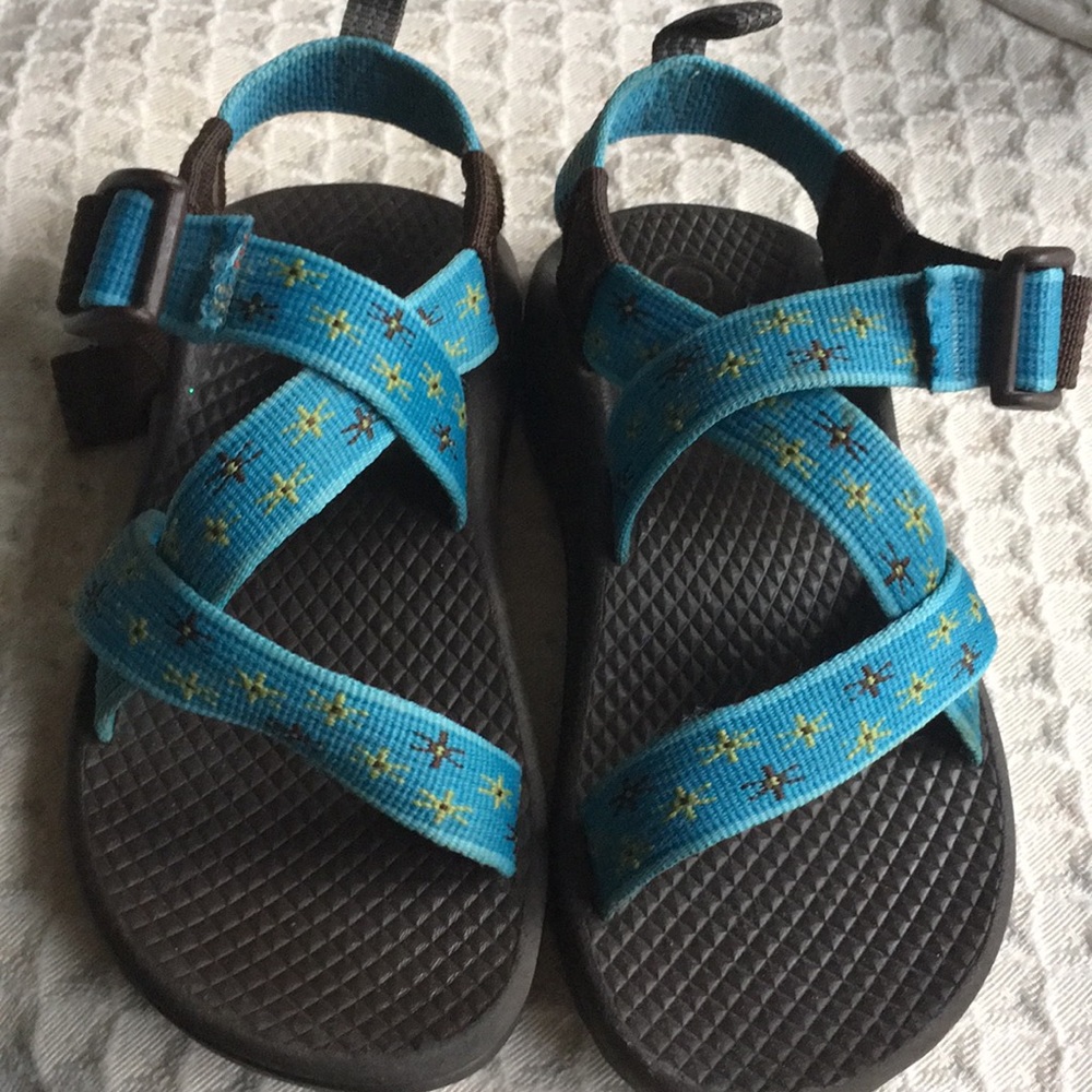 CHACO Sz11 Little Girl Classic Sandal- Teal Floral